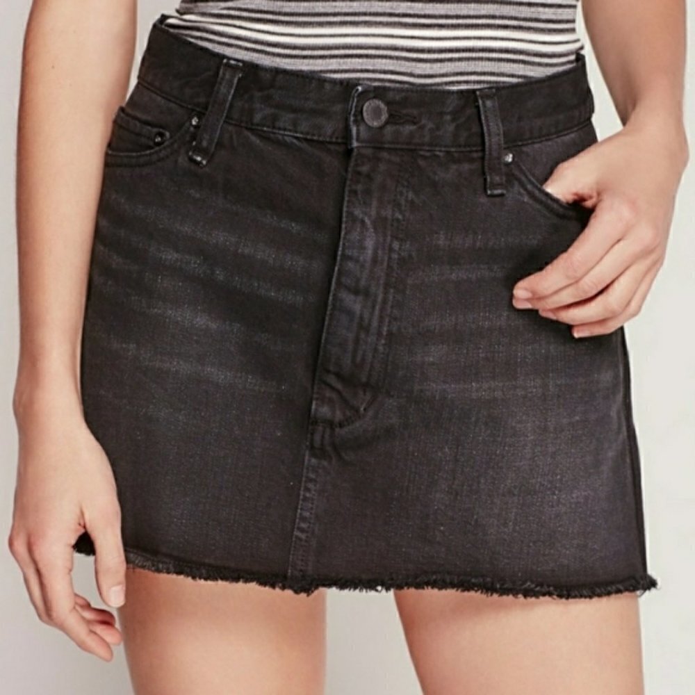 Free People Beat Of the Music Black Denim Mini‎ Skirt 4
